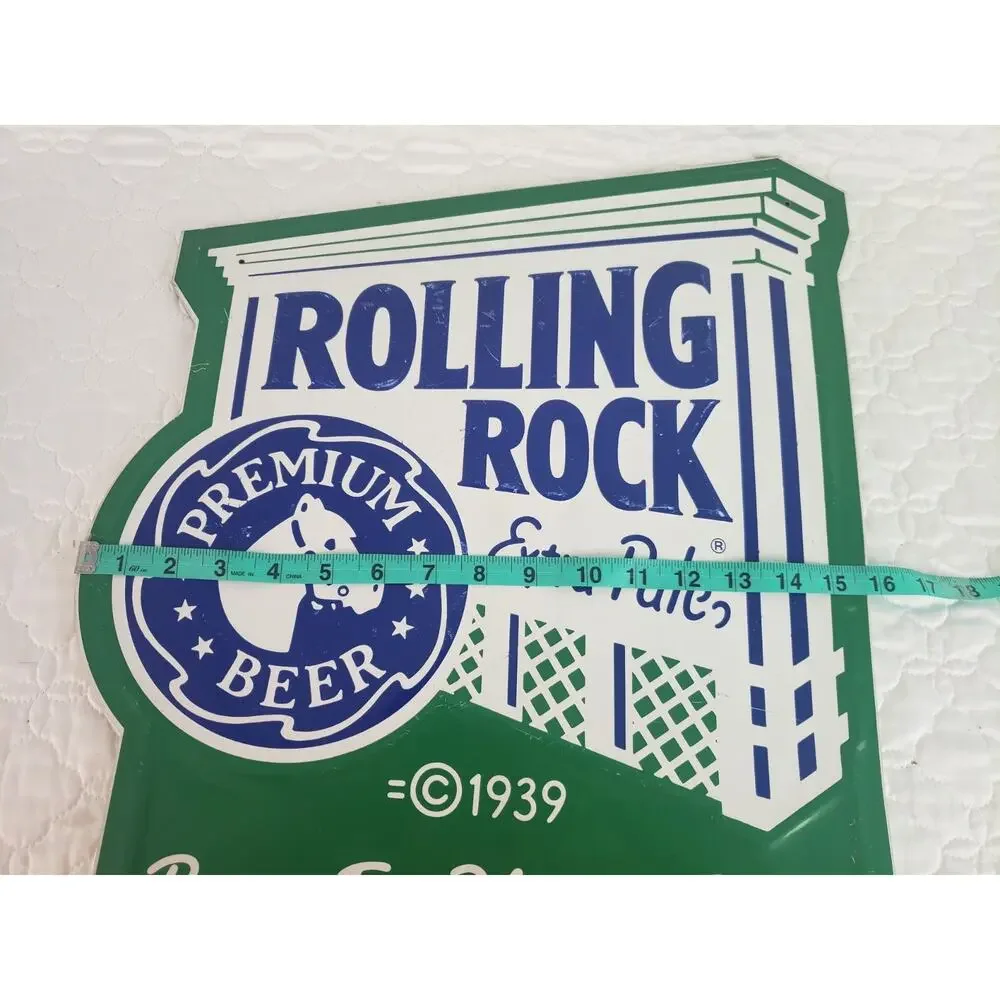 Vintage 1990 Rolling Rock Extra Pale Premium Beer Brew Sign Bar Tavern Man Cave